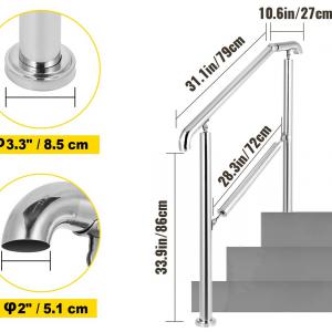 Lépcsőkorlát rozsdamentes acél 106 cm