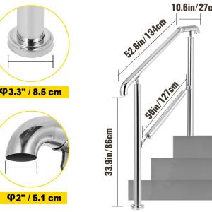 Lépcsőkorlát rozsdamentes acél 161 cm