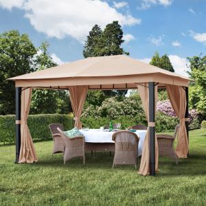 Luxus kerti pavilon alumínium–acél vázzal és vízálló tetővel – 3 × 4 m, UV 50+ védelemmel és oldalfüggönnyel