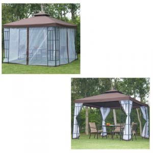 Luxus pavilon pergola 3x3 m szunyoghálóval barna