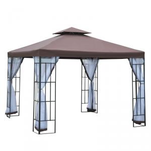 Luxus pavilon pergola 3x3 m szunyoghálóval barna