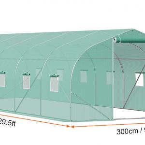 Melegház, üvegház horganyzott acél kerettel  9 × 3 × 2 m