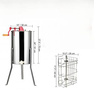 Mézpergető kézi mézkivonó 3 keretes rozsdamentes acél méhészeti centrifuga