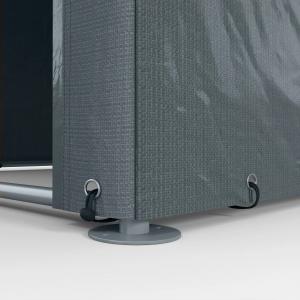 Mobil tárolósátor 1,60 × 2,18 m – kb. 3,5 m², sötétszürke PE ponyvával és horganyzott acélvázzal