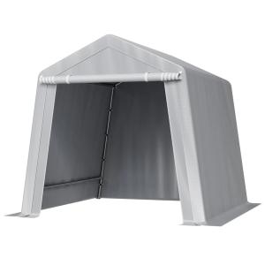Mobil tárolósátor 245 × 245 × 227 cm – Horganyzott acélvázzal, vízálló PE ponyvával és cipzáras ajtóval, szürke