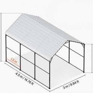 Mobilgarázs Carport fém kerettel  acélváz, polietilén borítás, vízálló  300 x 450 cm