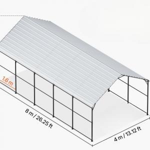 Mobilgarázs Carport fém kerettel  acélváz, polietilén borítás, vízálló  4x8 méter