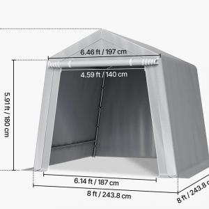 Mobilgarázs  tároló, vízálló ponyvás autóbeálló  – 2,4 ×2,4 m (13,64 m3)