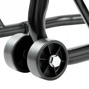 Nagy teherbírású hátsó motorkerékpár-állvány – 390 kg terhelhetőség állítható villafejek 225–350 mm megerősített acélszerkezet gyors emelés görgőkkel