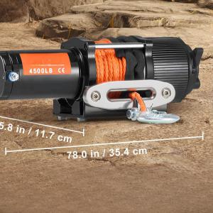 Nagy teljesítményű 12 V-os elektromos csörlő 2041 kg húzóerővel, vezeték nélküli távirányítóval