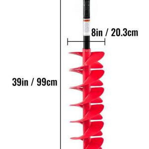 Nagy teljesítményű jégfúró – 20 cm átmérő, 99 cm hossz, 30 cm hosszabbító rúd, elektromos fúrókompatibilis kivitel jéghorgászathoz és jégásáshoz