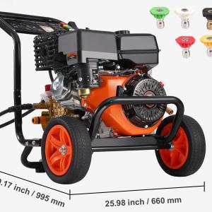 Nagynyomású benzinmotoros mosó felülettisztító gép  – 300 bar, 15l/perc,  15 m tömlő