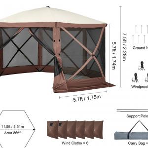 Összecsukható pop-up  pavilon, rendezvénysátor 3,5x3,5 m szúnyoghálós oldalfalakkal barna