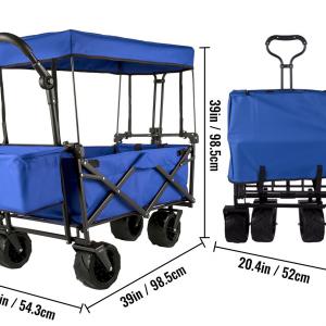 Összecsukható Strandkocsi, kézikocsi kék, tetővel