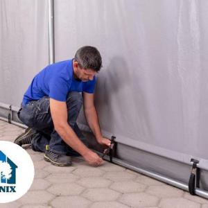 Outlander  ponyva csarnok  raktársátor 4x6m oldalmagasság 3,00m felhúzható kapuval, ponyva PVC  szürke