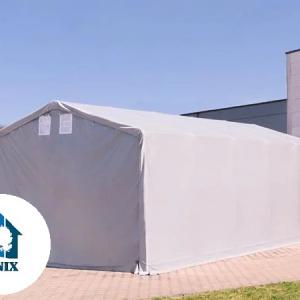 Outlander raktársátor 8x12m  ipari sátor, tároló sátor 3,00 m oldalmagasság, cipzáras kapuval lángálló  PRIMEtex-ponyva, ponyva  szürke