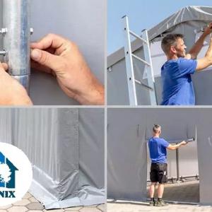 Outlander raktársátor ponyva csarnok 6x10 m oldalmagasság 3,00 m  ponyva PVC  szürke