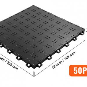 Padozat, padló  50 db – 30 x 30 x 1,35 cm, csúszásmentes, kétoldalas textúrájú, fekete (4,5 m²)