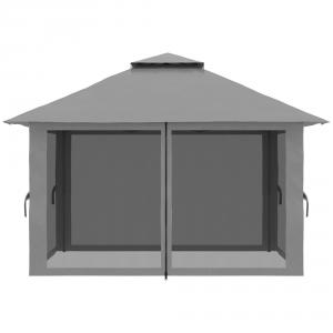 Pavilon, Pergola  4x4m állítható magasságú, összecsukható  levehető hálós oldalfalakkal, szellőzőtetővel, homokzsákokkal,  hordtáskával sötétszükre