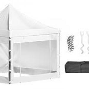 Pavilon Pop-up összecsukható rendezvénysátor 3x3 m 4db oldalfallal ponyva PVC fehér