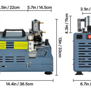 PCP légkompresszor 1800 W, 220 V, 4500 PSI / 30 MPA / 300 bar, vízhűtéses, automatikus nyomáskioldással