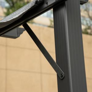 Pergola 3 × 3 m tolótetővel, porszórt alumínium vázzal, vízlepergető tetővel, sötétszürke színben