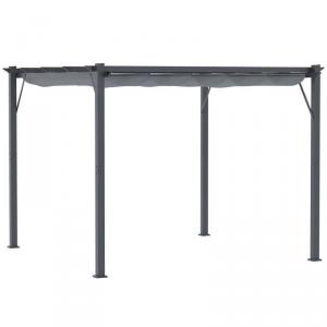 Pergola 3 × 3 m tolótetővel, porszórt alumínium vázzal, vízlepergető tetővel, sötétszürke színben