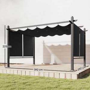 Pergola 3 × 4 m tolótetővel, behúzható rolókkal, UV50+ védelemmel és alumínium vázzal