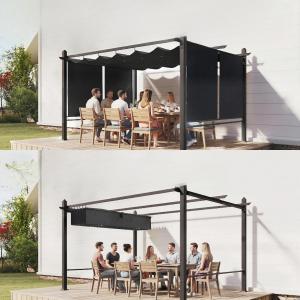 Pergola 3 × 4 m tolótetővel, behúzható rolókkal, UV50+ védelemmel és alumínium vázzal