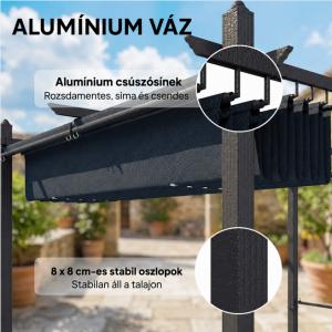 Pergola 3 × 4 m tolótetővel, behúzható rolókkal, UV50+ védelemmel és alumínium vázzal