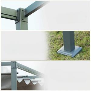 Pergola 3x2 m – állítható tetővel, szürke, fém kerti pavilon