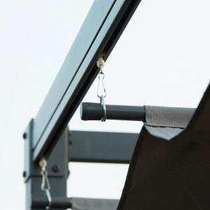 Pergola 3x2 m – állítható tetővel, szürke, fém kerti pavilon