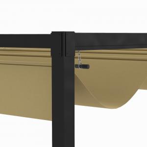Pergola 3x2 m – állítható tolótetővel,  fém kerti pavilon khaki szín