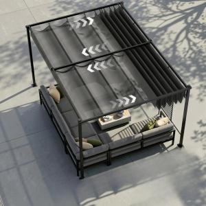 Pergola 4 × 3 m tolótetővel és 2 db oldalsó árnyékolóval, UV50+ védelemmel, sötétszürke