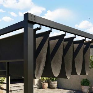 Pergola 4 × 3 m tolótetővel és 2 db oldalsó árnyékolóval, UV50+ védelemmel, sötétszürke