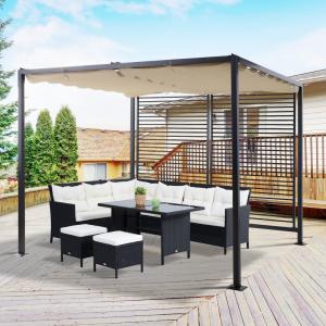 Pergola kerti pavilon party sátor 3x3 m bézs színben