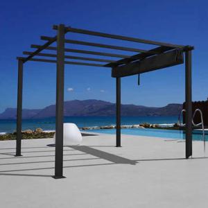 Pergola Santa Cruz alumínium pavilon árnyékoló elhúzható tetővel 3x4 m fekete/szürke