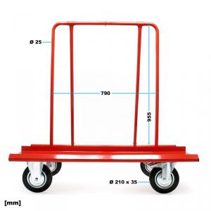 Platformkocsi, gipszkarton szállító kézikocsi 800 kg terhelhetőség
