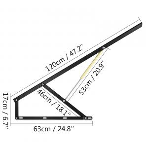 Pneumatikus ágyemelő mechanizmus, gázrugós zsanér, 120 cm