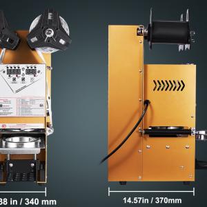 Pohárzáró, csészezáró gép – 500-650 csésze/óra kapacitás, 90/95 mm csészéhez, max. 180 mm magasságig fekete