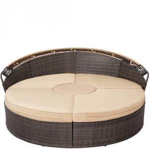 Polyrattan luxus napozó ülőgarnitúra rattan kerti sziget heverő 184 x 141 cm barna színben