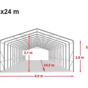 Ponyvagarázs csarnoksátor  6x24 m  tűzálló PVC ponyva zöld