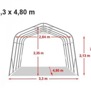 Ponyvagarázs mobilgarázs 3,3x4,8 m szürke,  statikai csomaggal