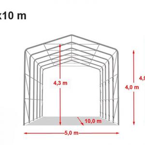 Ponyvagarázs, mobilgarázs 5x10m, PRIMEtex tűzálló ponyva, szürke