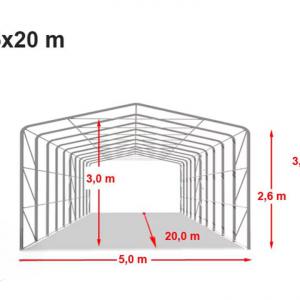 Ponyvagarázs mobilgarázs 5x20m  PVC ponyva, szürke