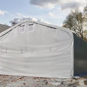 Ponyvagarázs, mobilgarázs 6x12m lángálló PRIMEtex-ponyva, szürke
