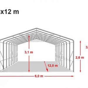 Ponyvagarázs, mobilgarázs 6x12m lángálló PRIMEtex-ponyva, zöld