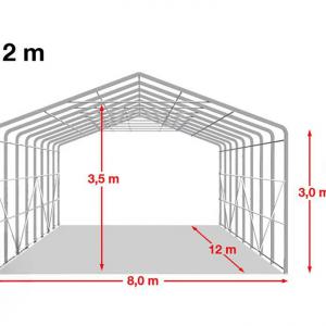 Ponyvagarázs mobilgarázs 8x12 m  PVC ponyva, szürke