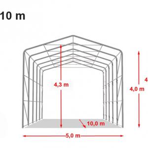Ponyvagarázs mobilgarázs autógarázs 5x10m PRIMEtex- tűzálló ponyva szürke