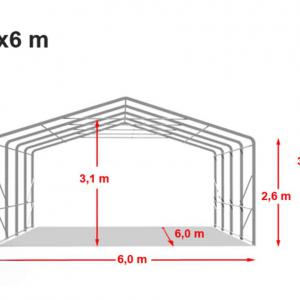 Ponyvagarázs mobilgarázs autógarázs 6x6m, PVC ponyva zöld